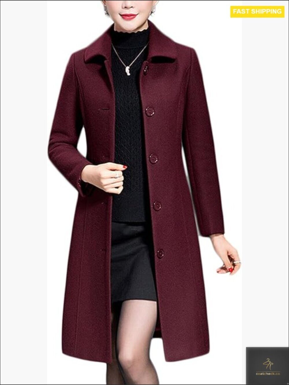 Wool Trench Coat Winter Long Thick Overcoat Walker Coats Button Closure